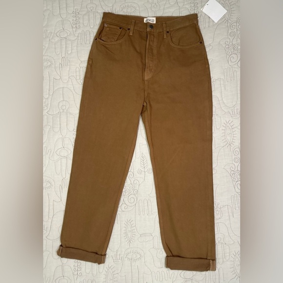 NWT Etica Bryce Pinch Waist Boyfriend Jeans 27 Tapenade Brown High Waist - Picture 5 of 12
